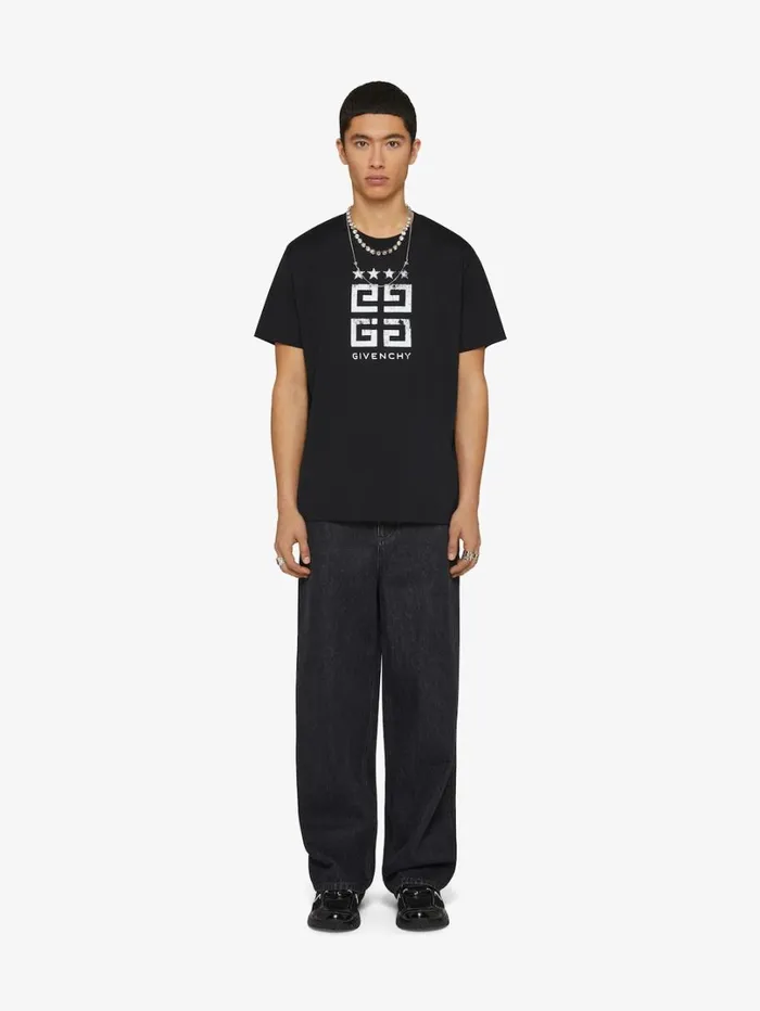 Givenchy 4G Stars Slim Fit Tshirt In Cotton Black Men TShirts