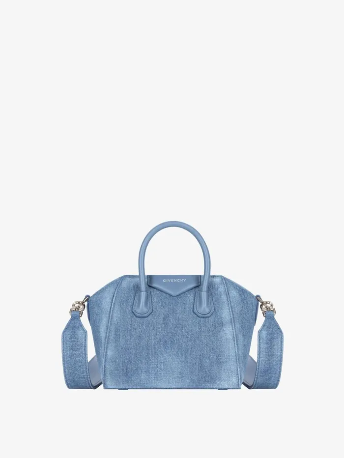 Givenchy Antigona Toy Bag In Washed Denim Medium Blue Women Crossbody Bags