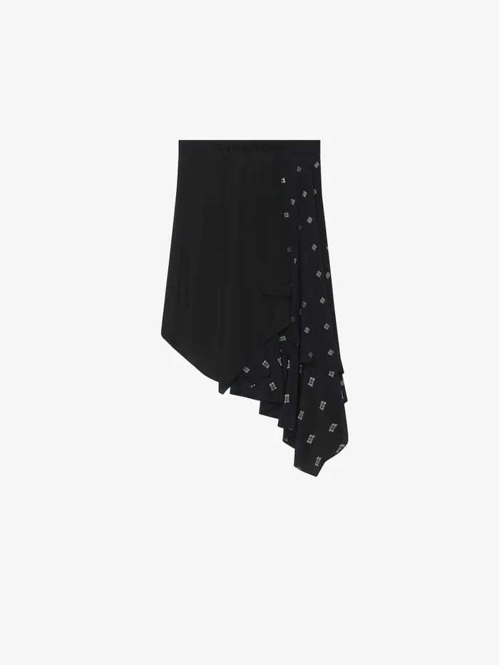 Givenchy Asymetric Skirt In 4G Silk Blacksilvery Women Skirts Givenchy Asymetric Skirt In 4G Silk Blacksilvery Women Skirts