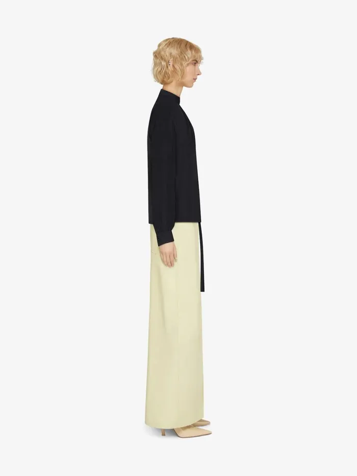 Givenchy Blouse In 4G Silk With Lavalliere Black Women Tops and Shirts