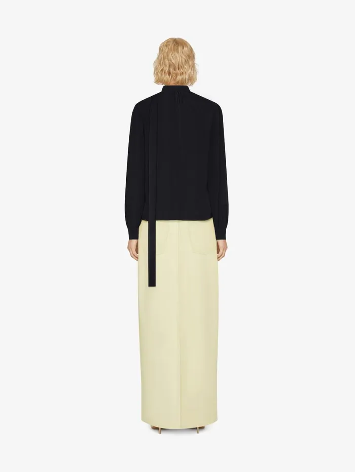 Givenchy Blouse In 4G Silk With Lavalliere Black Women Tops and Shirts