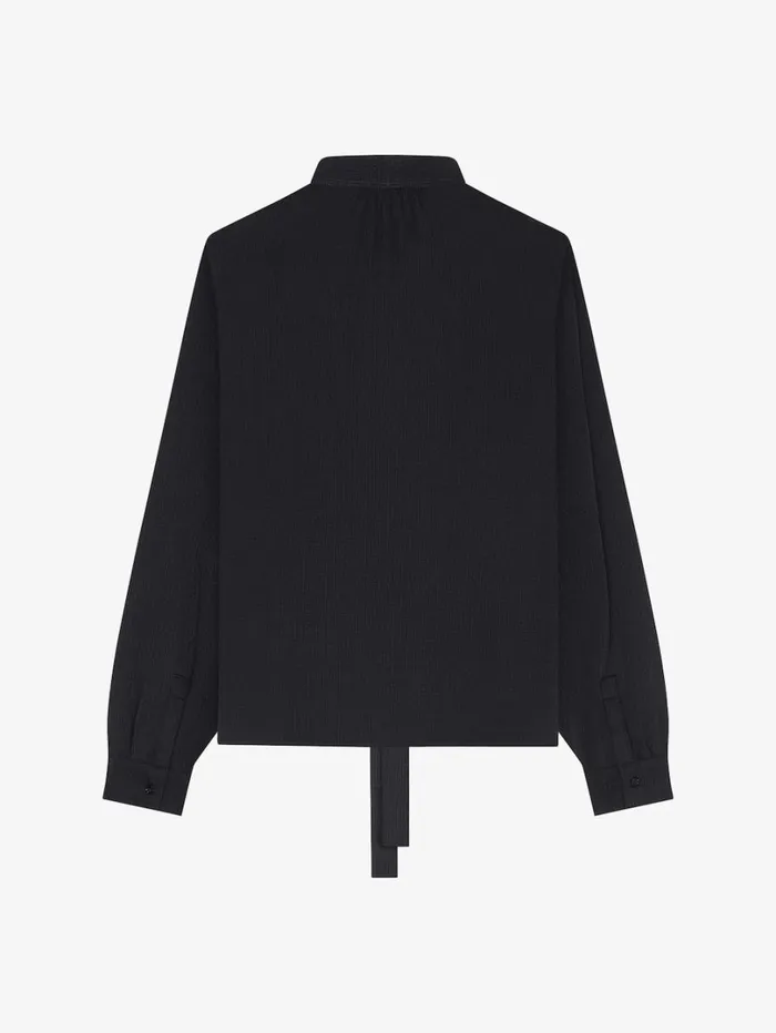 Givenchy Blouse In 4G Silk With Lavalliere Black Women Tops and Shirts