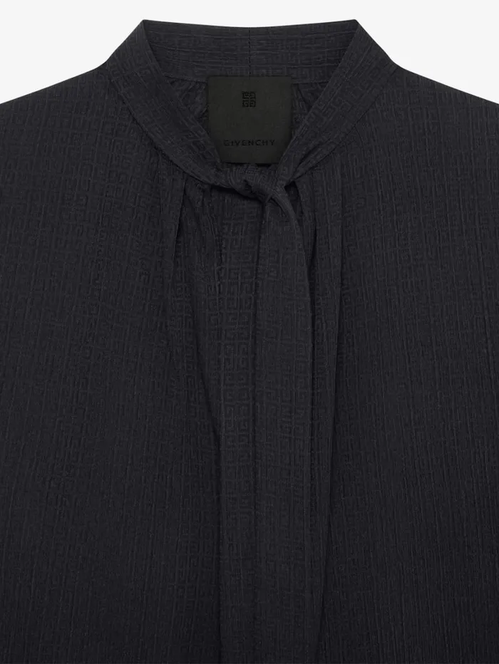 Givenchy Blouse In 4G Silk With Lavalliere Black Women Tops and Shirts