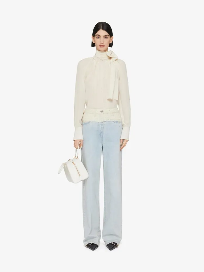 Givenchy Blouse In Silk With Lavallire Eggshell Women Tops and Shirts