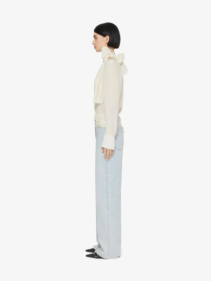 Givenchy Blouse In Silk With Lavallire Eggshell Women Tops and Shirts