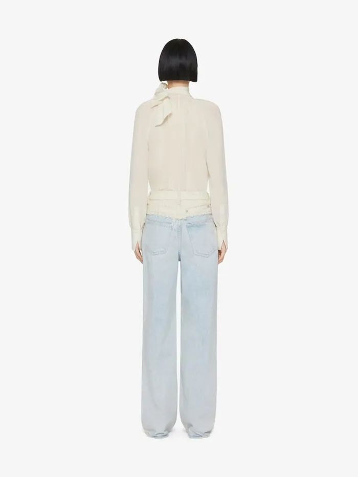 Givenchy Blouse In Silk With Lavallire Eggshell Women Tops and Shirts