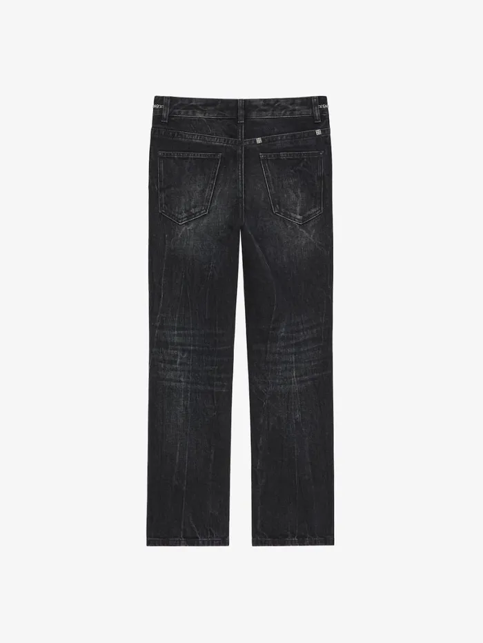 Givenchy Boot Cut Pants In Denim With Chains Detail Black Women Pants and Shorts Givenchy Boot Cut Pants In Denim With Chains Detail Black Women Pants and Shorts