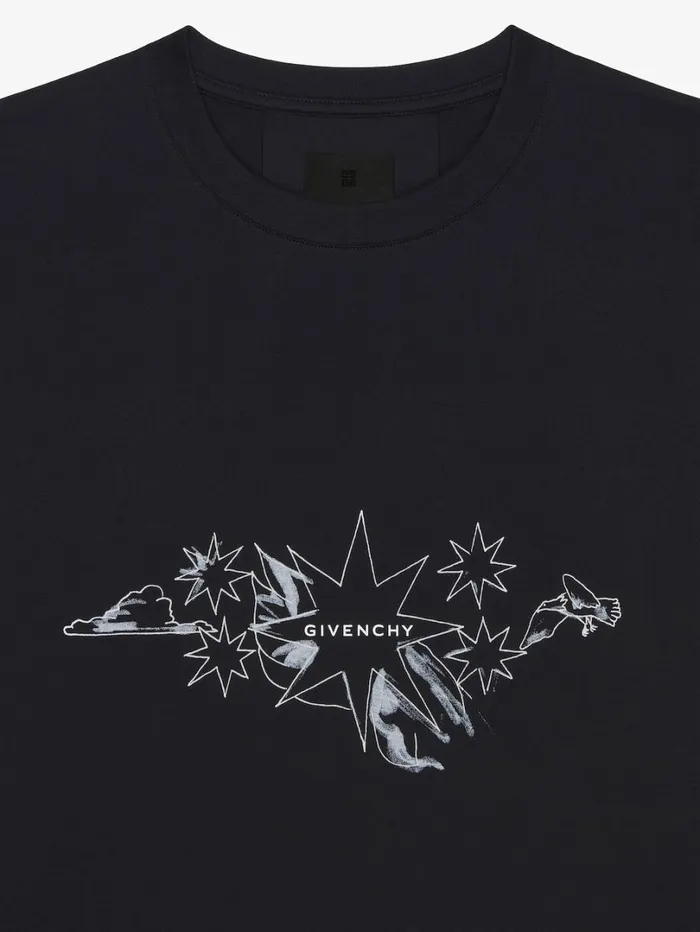 Givenchy Boxy Fit Tshirt In Cotton GIVENCHY Tarot Black Men TShirts