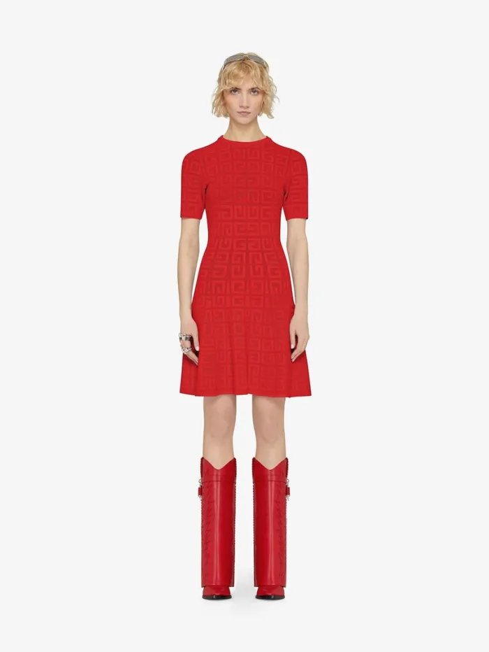 Givenchy Dress In 4G Jacquard Red Women Dresses