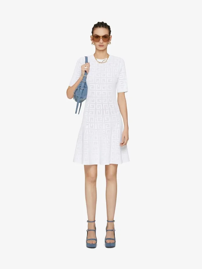 Givenchy Dress In 4G Jacquard White Women Dresses