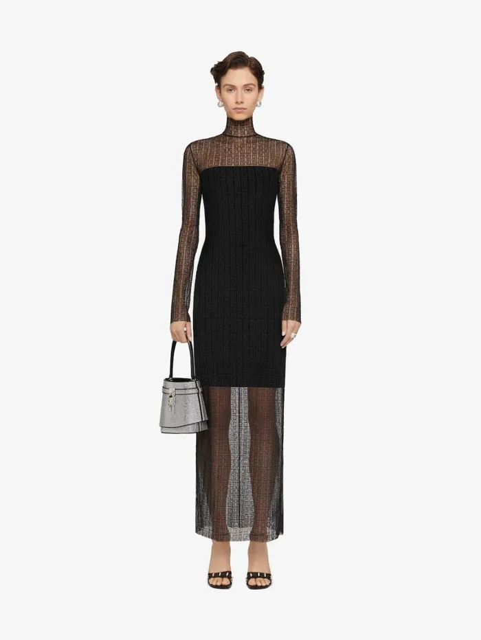 Givenchy Dress In 4G Lace With Rhinestones Black Women Dresses