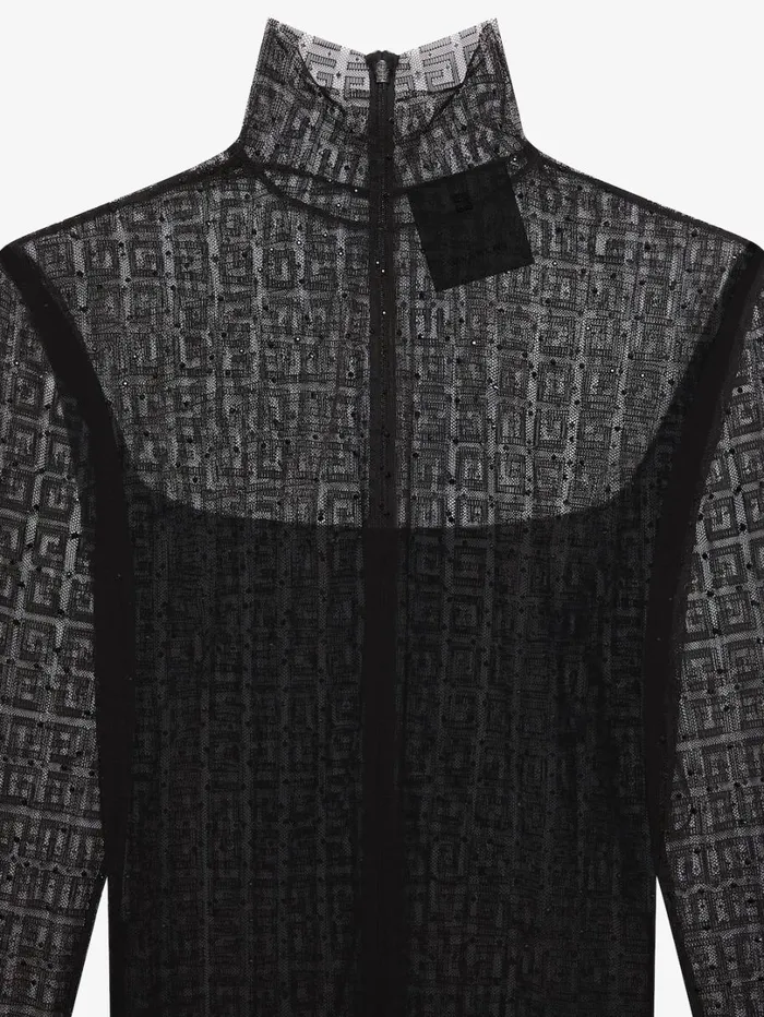 Givenchy Dress In 4G Lace With Rhinestones Black Women Dresses