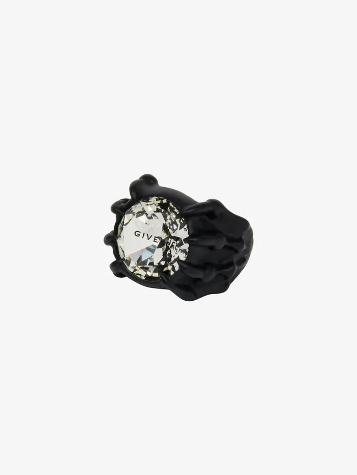 Givenchy G Skull Ring In Enamel With Crystal Black Men Jewelry Givenchy G Skull Ring In Enamel With Crystal Black Men Jewelry