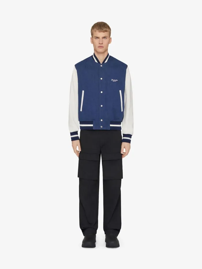Givenchy GIVENCHY 1952 Varsity Jacket In Denim Bluewhite Men Outerwear and Blousons Givenchy GIVENCHY 1952 Varsity Jacket In Denim Bluewhite Men Outerwear and Blousons