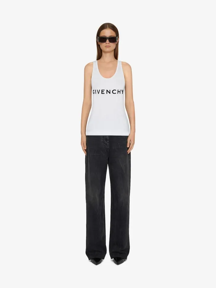 Givenchy GIVENCHY Archetype Slim Fit Tank Top In Cotton Whiteblack Women TShirts Givenchy GIVENCHY Archetype Slim Fit Tank Top In Cotton Whiteblack Women TShirts