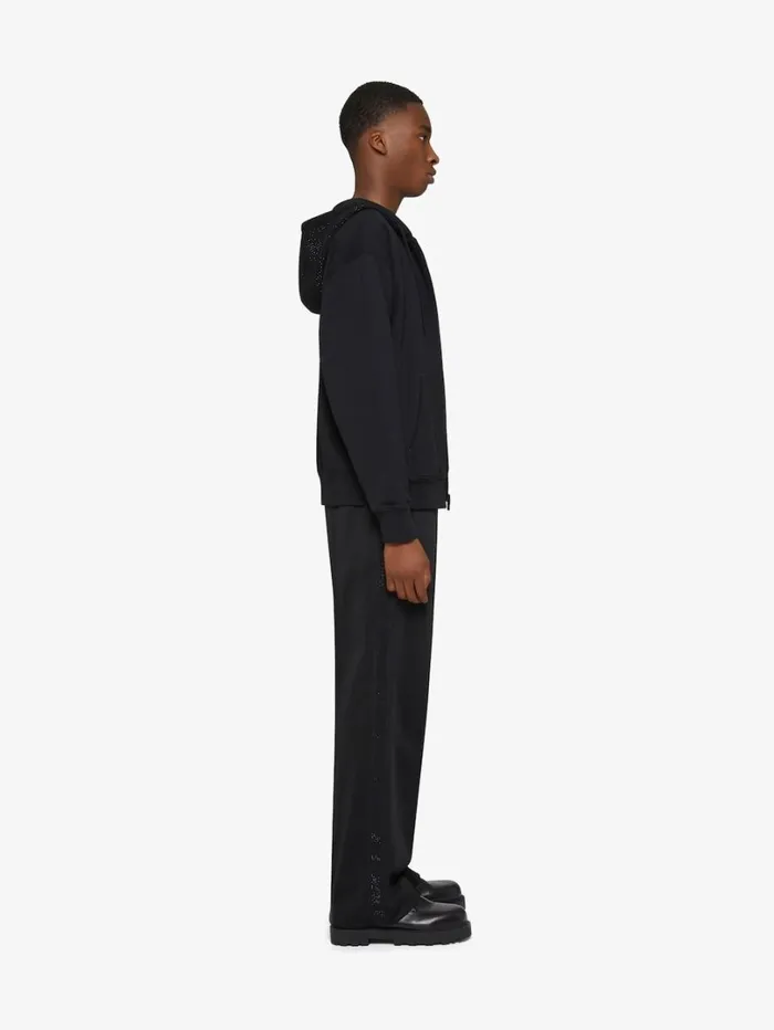 Givenchy GIVENCHY Boxy Fit Hoodie In Fleece With Rhinestones Black Men Sweatshirts and Hoodies