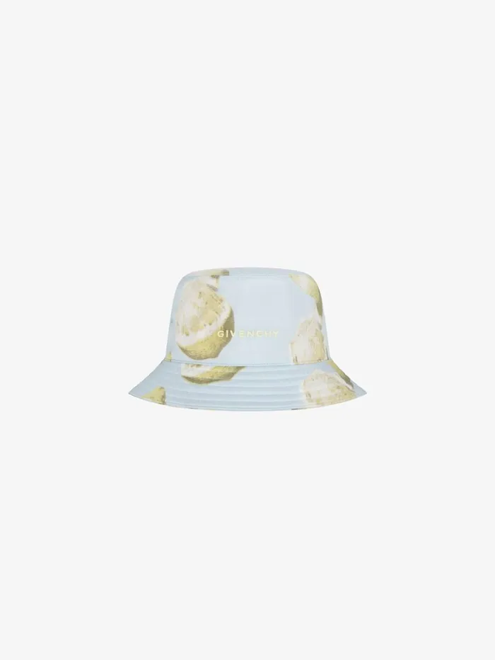 Givenchy GIVENCHY Bucket Hat In Silk With Lemon Print Sky Blue Women Beanies and Caps
