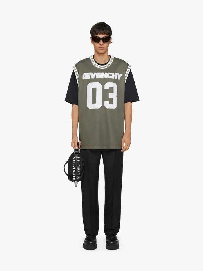 Givenchy GIVENCHY Overlapped Tshirt In Mesh And Jersey Blackkhaki Men TShirts