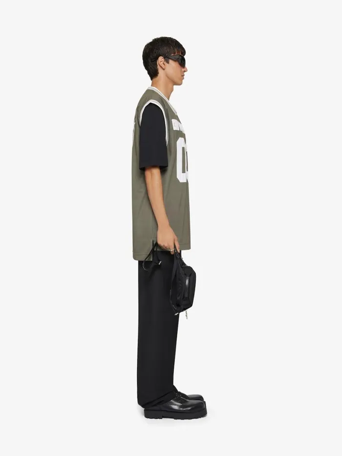 Givenchy GIVENCHY Overlapped Tshirt In Mesh And Jersey Blackkhaki Men TShirts