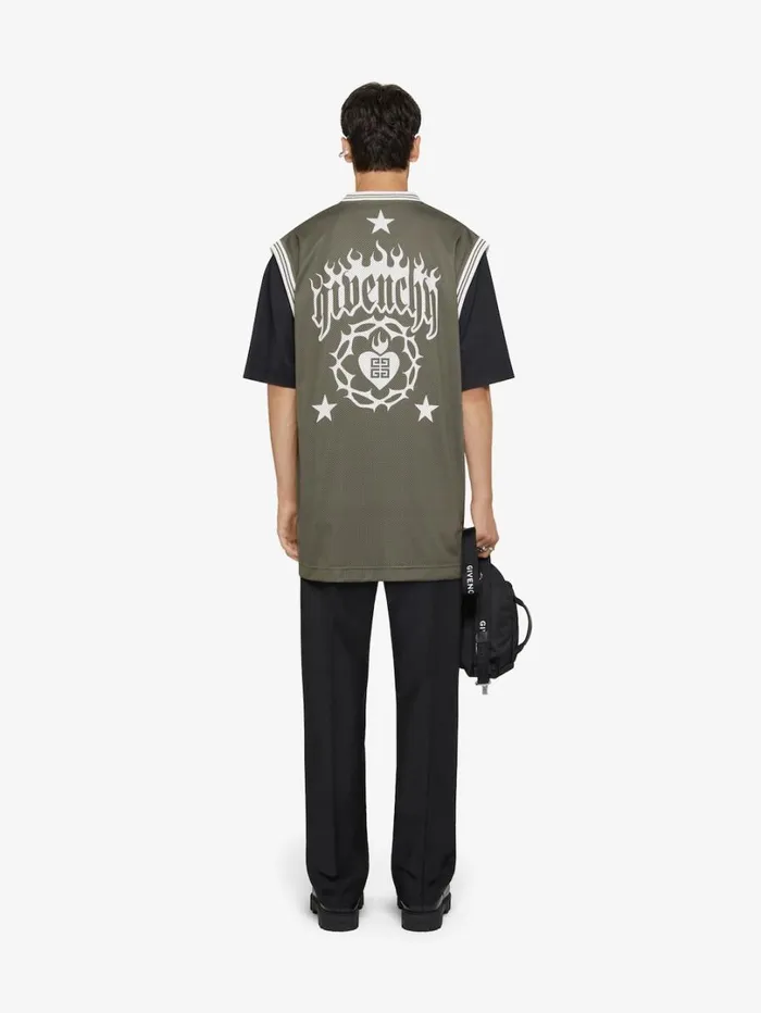 Givenchy GIVENCHY Overlapped Tshirt In Mesh And Jersey Blackkhaki Men TShirts