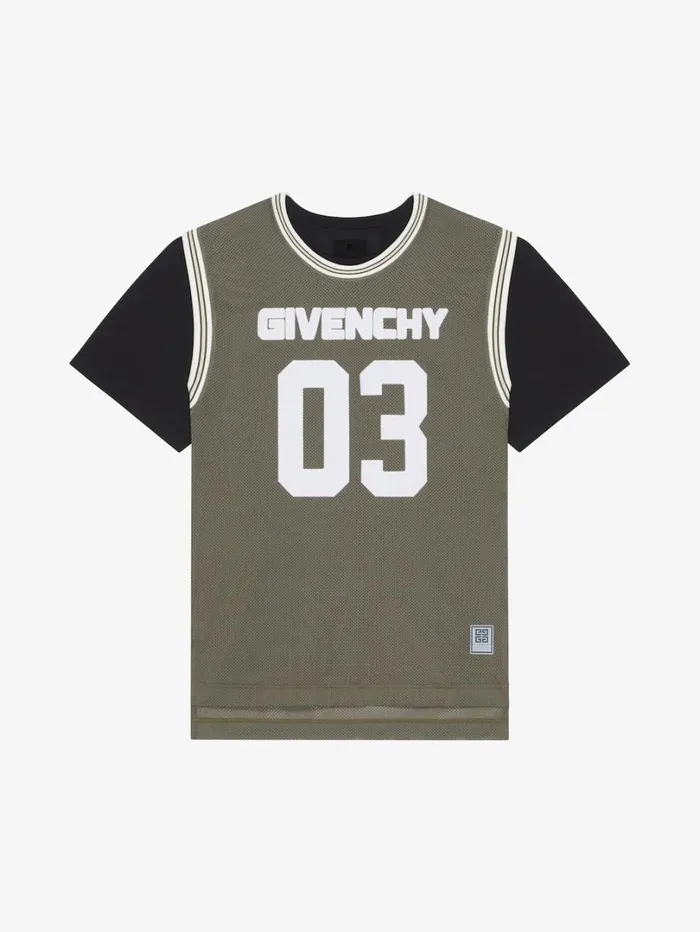 Givenchy GIVENCHY Overlapped Tshirt In Mesh And Jersey Blackkhaki Men TShirts