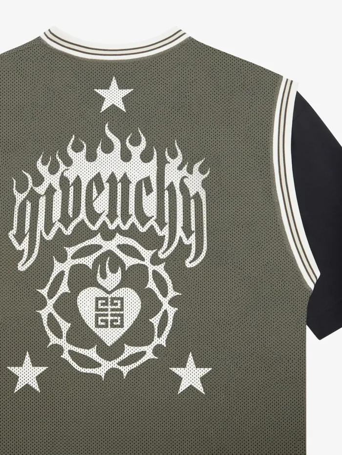 Givenchy GIVENCHY Overlapped Tshirt In Mesh And Jersey Blackkhaki Men TShirts