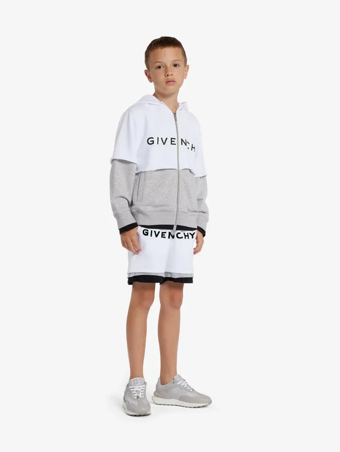 Givenchy GIVENCHY Sewn and Layer Hoodie In Fleece Greywhite Men Baby 1 Month To 3 Years Givenchy GIVENCHY Sewn and Layer Hoodie In Fleece Greywhite Men Baby 1 Month To 3 Years