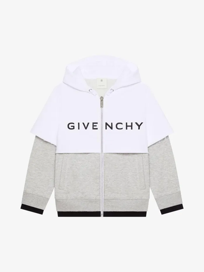 Givenchy GIVENCHY Sewn and Layer Hoodie In Fleece Greywhite Men Baby 1 Month To 3 Years