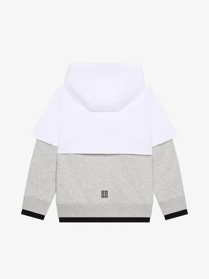 Givenchy GIVENCHY Sewn and Layer Hoodie In Fleece Greywhite Men Baby 1 Month To 3 Years