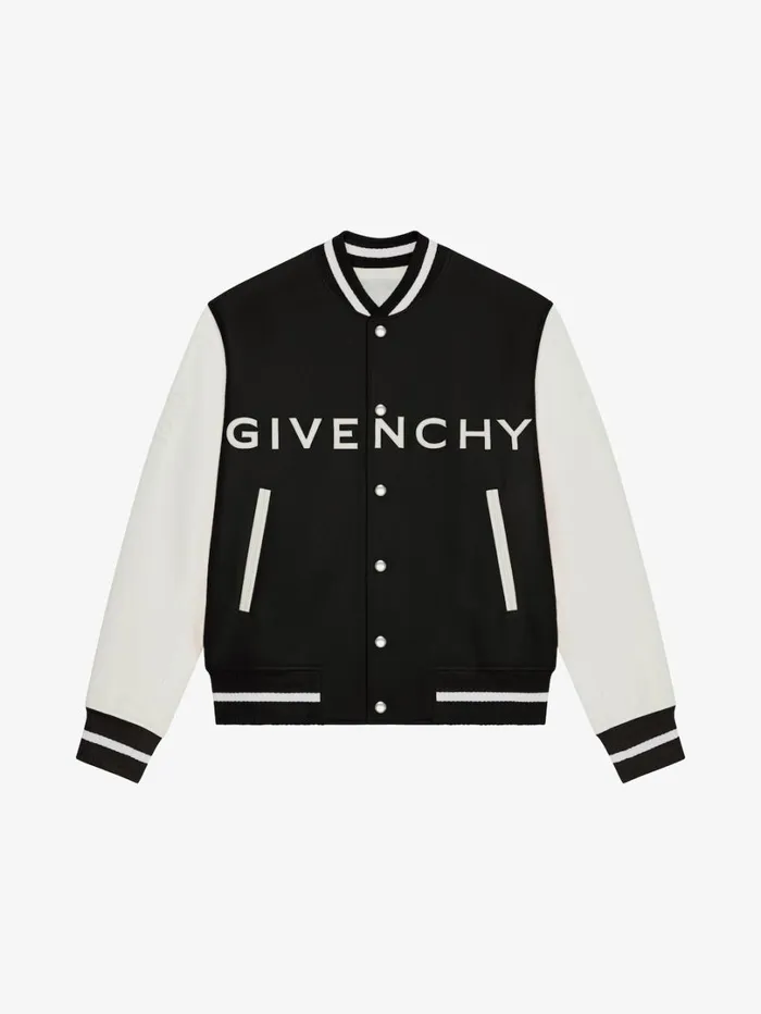 Givenchy GIVENCHY Varsity Jacket In Wool And Leather Blackwhite Men Outerwear and Blousons Givenchy GIVENCHY Varsity Jacket In Wool And Leather Blackwhite Men Outerwear and Blousons