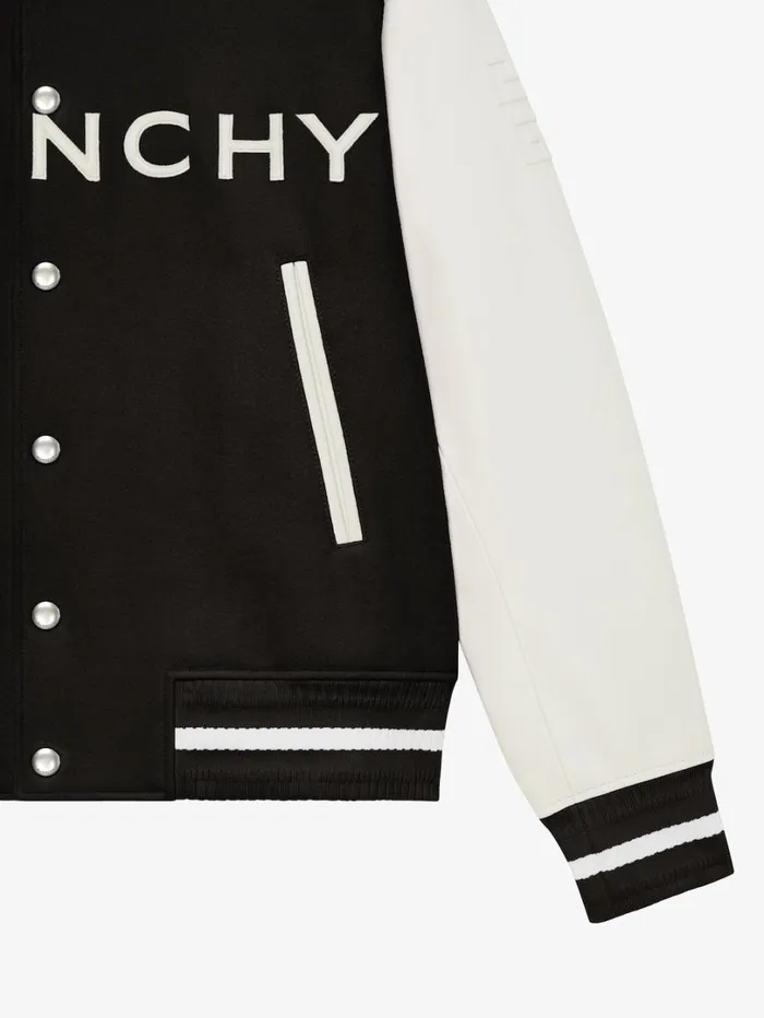 Givenchy GIVENCHY Varsity Jacket In Wool And Leather Blackwhite Men Outerwear and Blousons Givenchy GIVENCHY Varsity Jacket In Wool And Leather Blackwhite Men Outerwear and Blousons