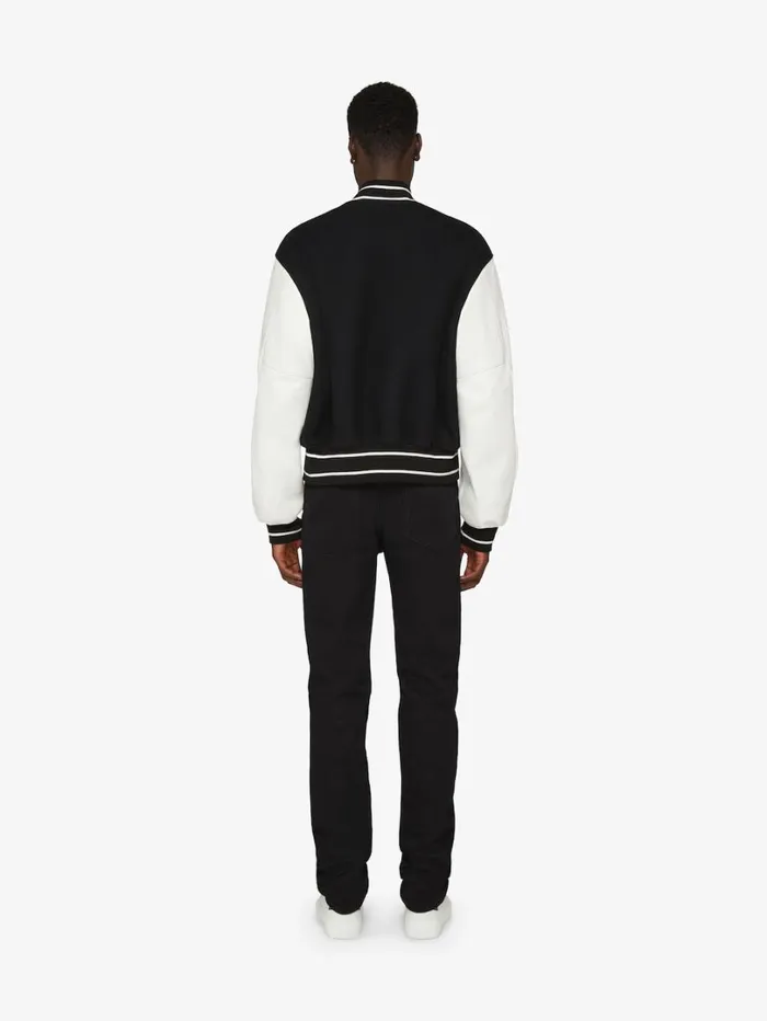 Givenchy GIVENCHY Varsity Jacket In Wool And Leather Blackwhite Men Outerwear and Blousons Givenchy GIVENCHY Varsity Jacket In Wool And Leather Blackwhite Men Outerwear and Blousons