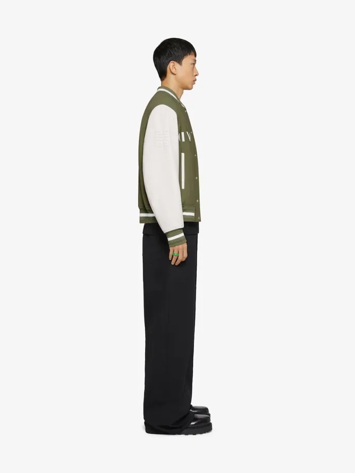 Givenchy GIVENCHY Varsity Jacket In Wool And Leather Khaki Men Outerwear and Blousons
