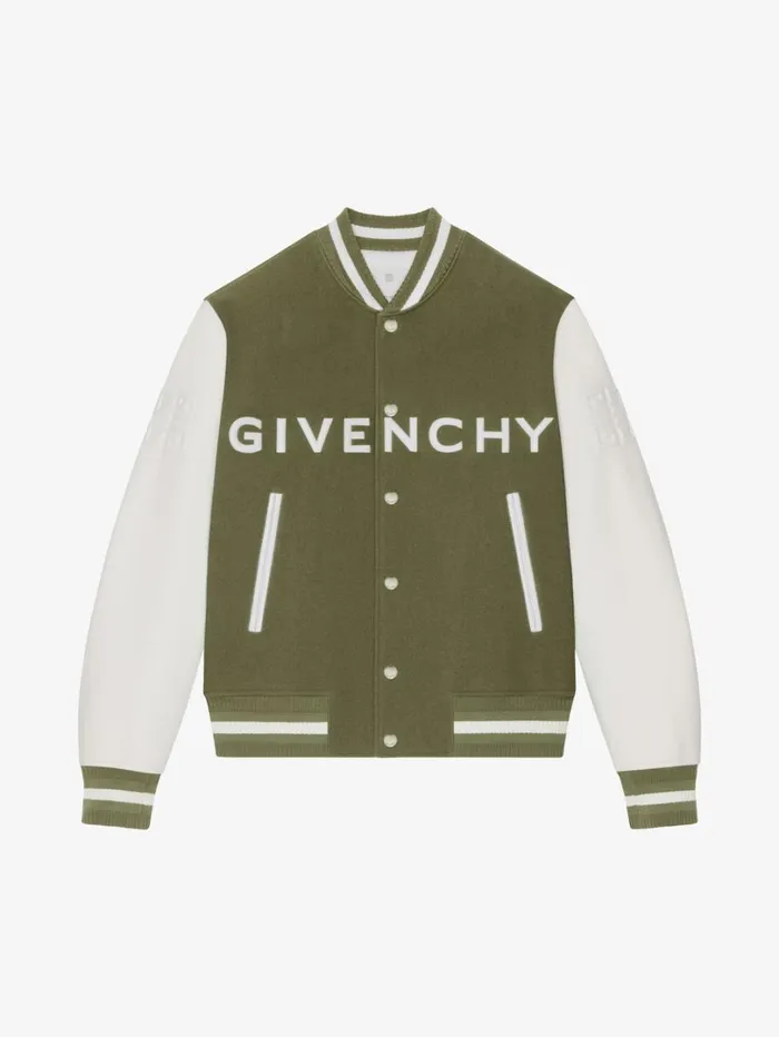 Givenchy GIVENCHY Varsity Jacket In Wool And Leather Khaki Men Outerwear and Blousons
