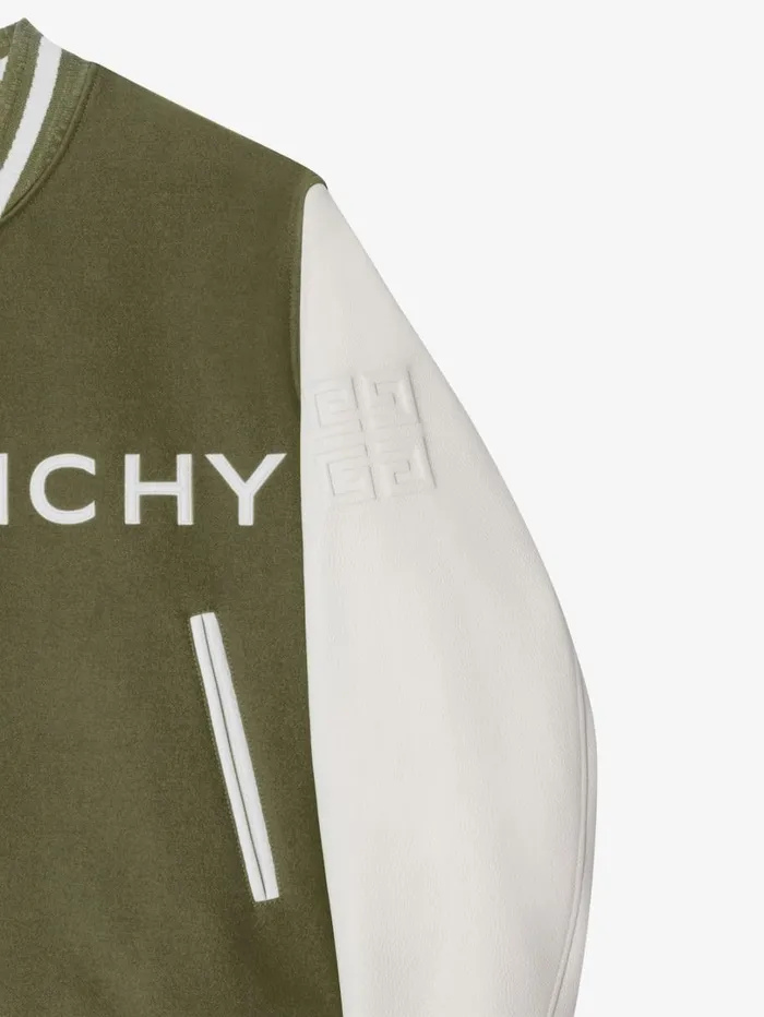 Givenchy GIVENCHY Varsity Jacket In Wool And Leather Khaki Men Outerwear and Blousons