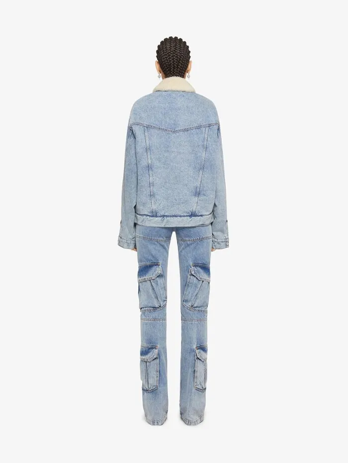 Givenchy Jacket In Denim And Fleece Light Blue Women Outerwear and Blousons
