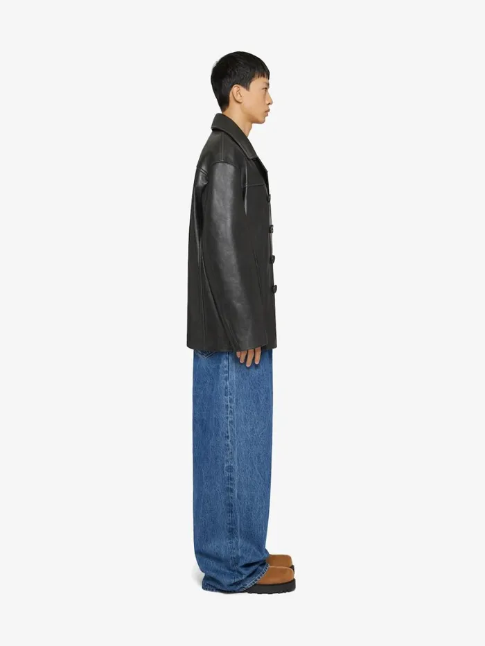 Givenchy Low Crotch Wide Jeans In Marble Denim Indigo Blue Men Pants and Shorts