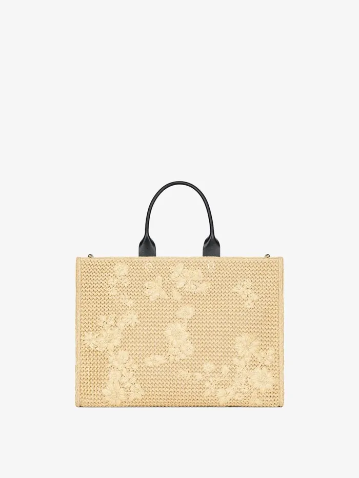 Givenchy Medium GTote Bag In Raffia With Floral Embroidery Natural Women Shoulder Bags Givenchy Medium GTote Bag In Raffia With Floral Embroidery Natural Women Shoulder Bags