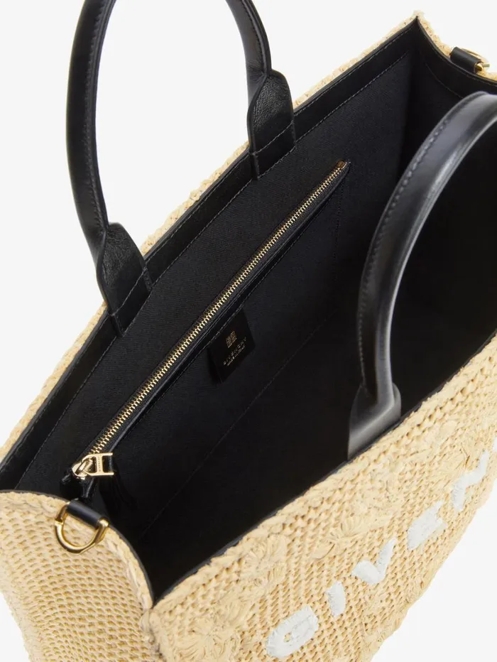 Givenchy Medium GTote Bag In Raffia With Floral Embroidery Natural Women Shoulder Bags Givenchy Medium GTote Bag In Raffia With Floral Embroidery Natural Women Shoulder Bags
