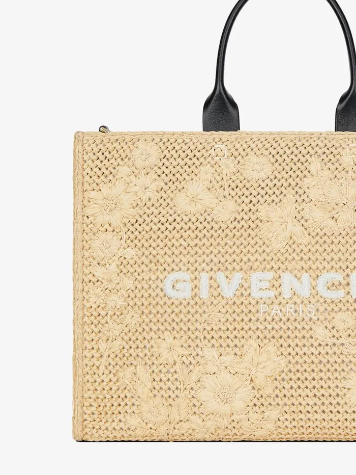 Givenchy Medium GTote Bag In Raffia With Floral Embroidery Natural Women Shoulder Bags Givenchy Medium GTote Bag In Raffia With Floral Embroidery Natural Women Shoulder Bags