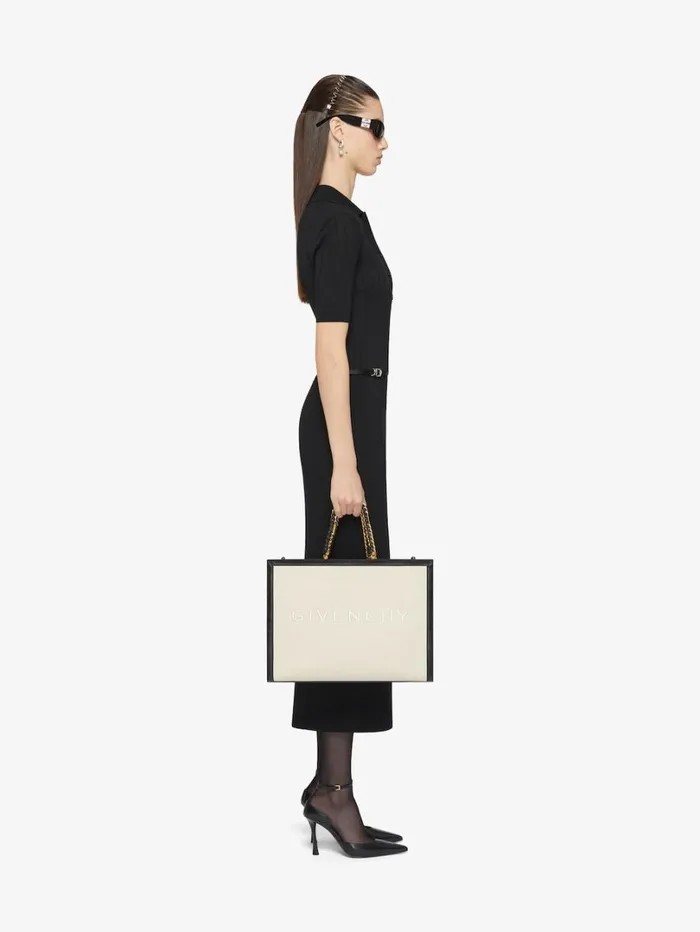 Givenchy Medium GTote Shopping Bag In Canvas And Leather Natural Beige Women Crossbody Bags Givenchy Medium GTote Shopping Bag In Canvas And Leather Natural Beige Women Crossbody Bags