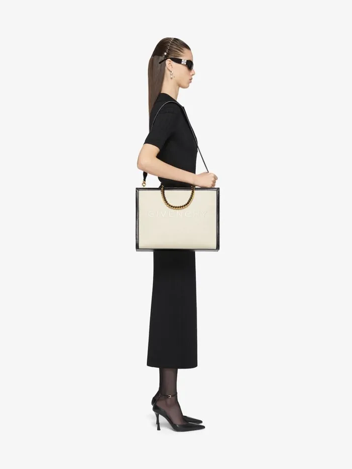Givenchy Medium GTote Shopping Bag In Canvas And Leather Natural Beige Women Crossbody Bags Givenchy Medium GTote Shopping Bag In Canvas And Leather Natural Beige Women Crossbody Bags