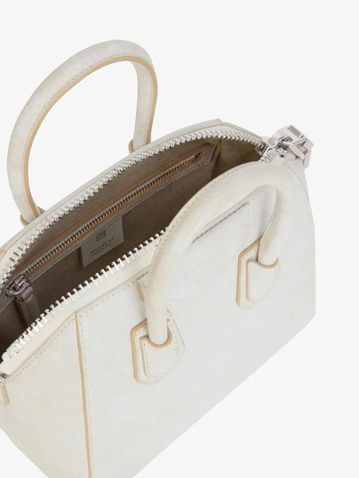 Givenchy Mini Antigona Bag In Aged Leather Ivory Women Crossbody Bags Givenchy Mini Antigona Bag In Aged Leather Ivory Women Crossbody Bags