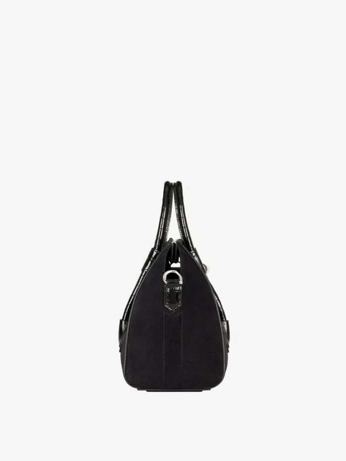 Givenchy Mini Antigona Lock Bag In Suede Black Women Crossbody Bags Givenchy Mini Antigona Lock Bag In Suede Black Women Crossbody Bags