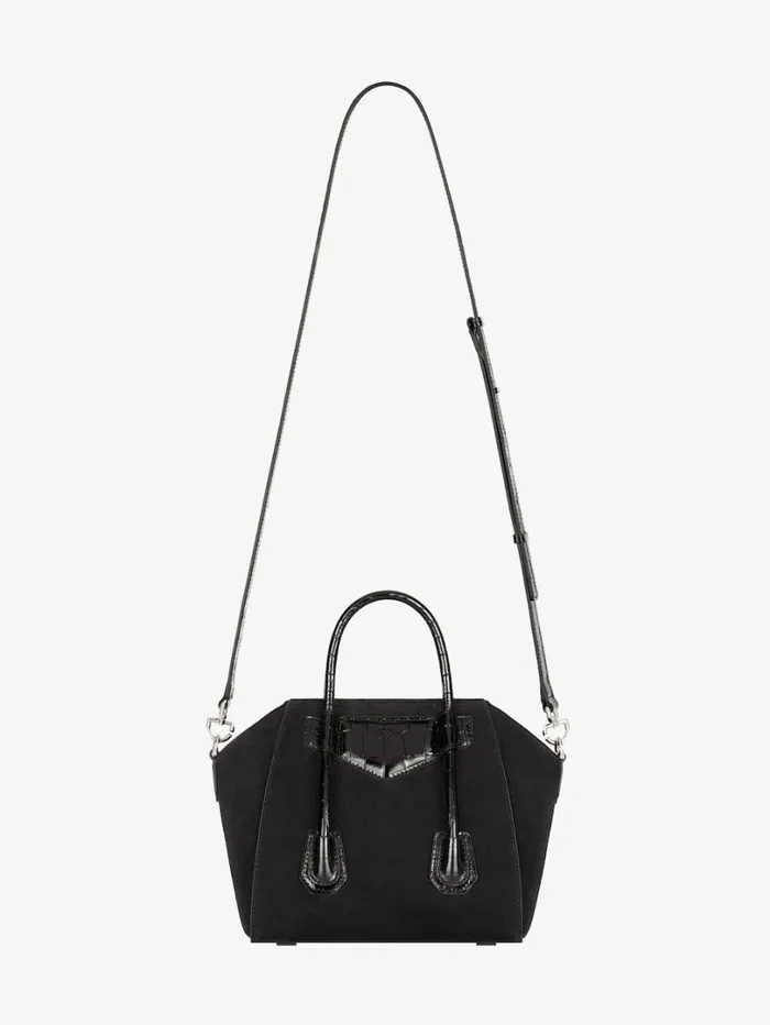 Givenchy Mini Antigona Lock Bag In Suede Black Women Crossbody Bags Givenchy Mini Antigona Lock Bag In Suede Black Women Crossbody Bags