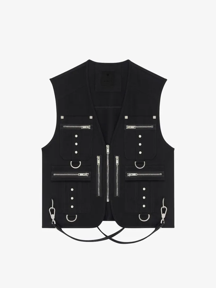Givenchy Multipocket Waistcoat In Wool With Suspenders Black Men Outerwear and Blousons