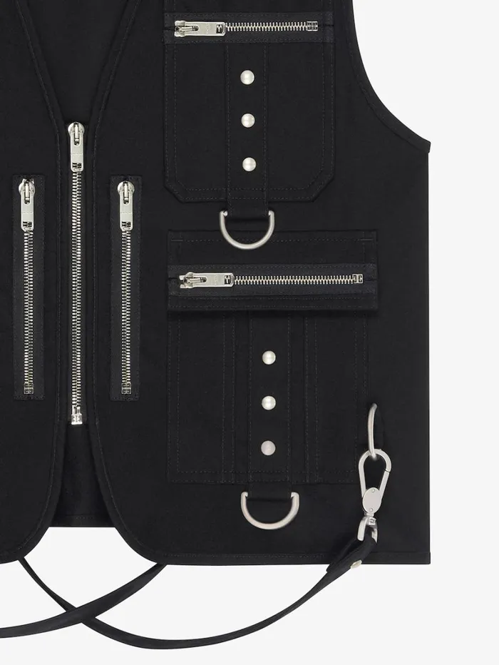 Givenchy Multipocket Waistcoat In Wool With Suspenders Black Men Outerwear and Blousons