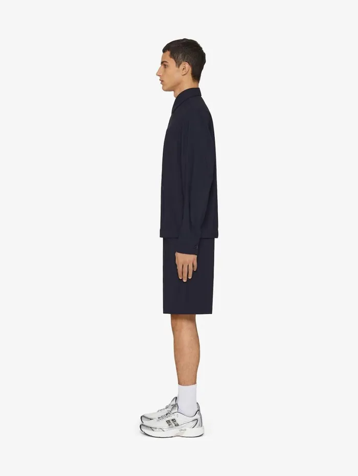 Givenchy Overshirt In Wool Poplin With 4G Detail Night Blue Men Shirts