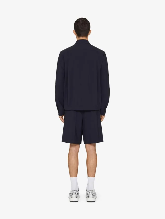 Givenchy Overshirt In Wool Poplin With 4G Detail Night Blue Men Shirts