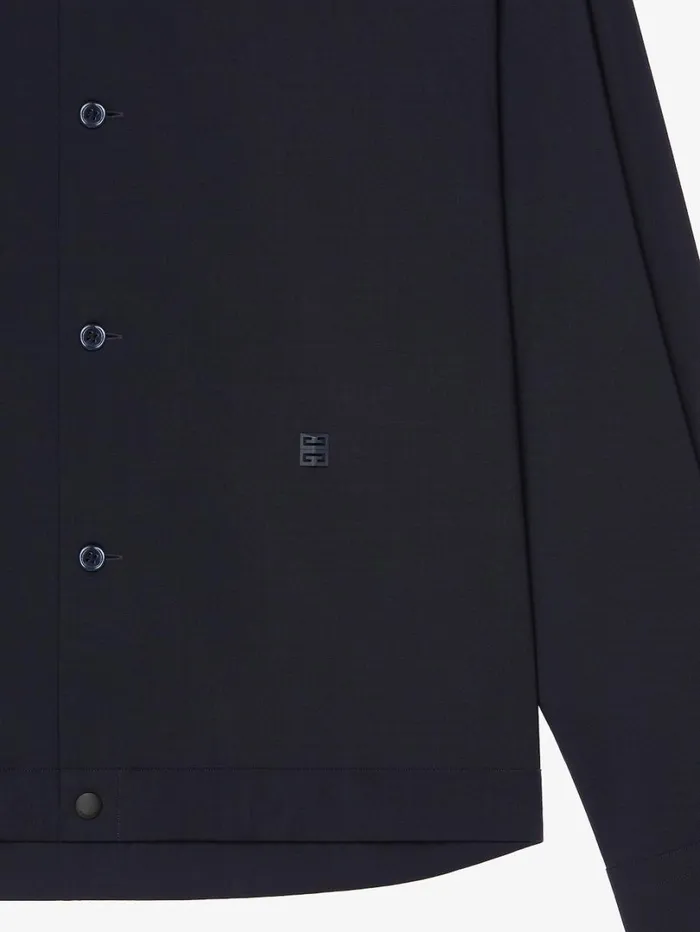 Givenchy Overshirt In Wool Poplin With 4G Detail Night Blue Men Shirts
